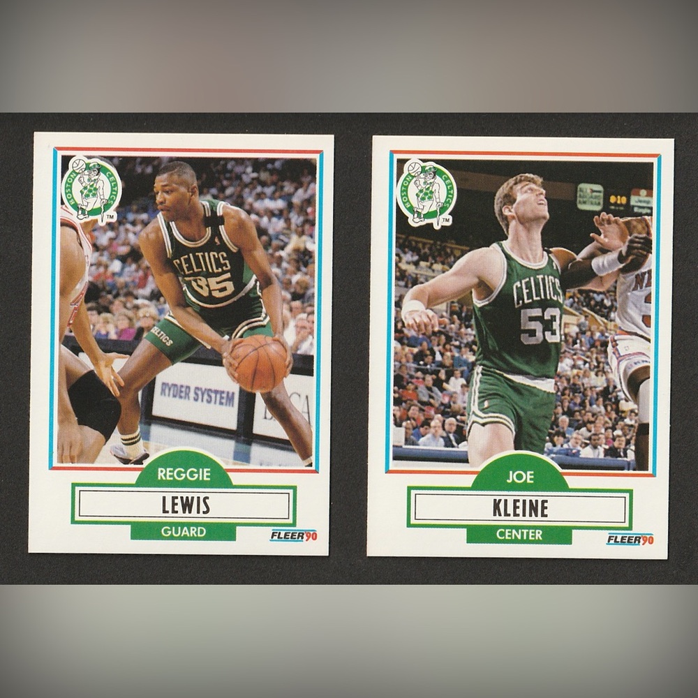 Fleer 1990 Reggie Lewis #11 - Joe Kleine #10 Celtics NBA Basketball Card